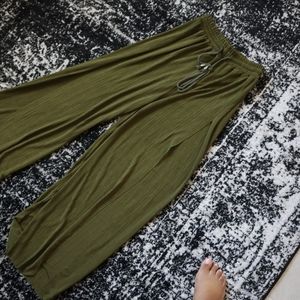 Split thigh palazzo pants
